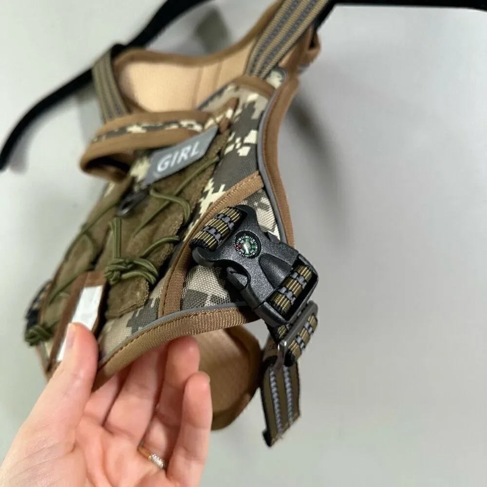 Tactical dog harness vest hiking camo print size medium